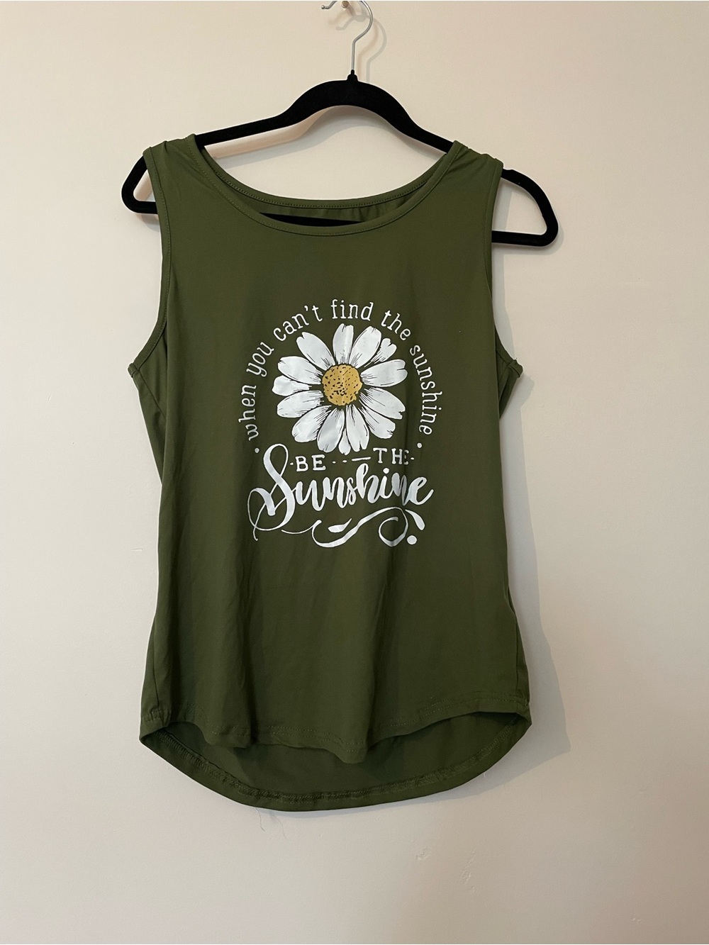 Be The Sunshine Olive Green Sleeveless Graphic Tank Top